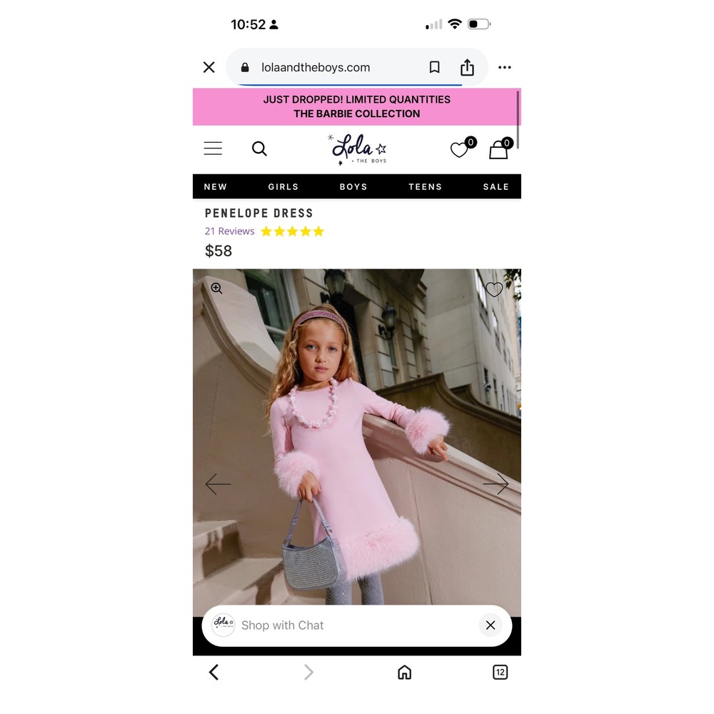 Lola + The Boys Penelope Pink Faux Fur Trim Long Sleeve Dress Girls Size 8 - Picture 5 of 5